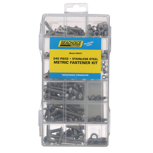 Seachoice Stainless Steel Metric Machine Screw Kit, 240 Piece, Includes M4, M5 and M6 Screws of Various Lengths