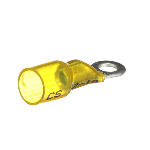 Seachoice Marine Grade Heat-Shrinkable Ring Terminal, Fits #10 Stud, 12-10 Wire Range, Yellow, Pack of 25