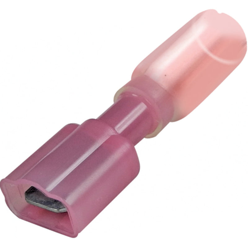 Seachoice 60273 3-to-1 Heat Shrink Insulated Quick Disconnect, 22-18 Ga., 0.187" Female, Red, 25-Pack