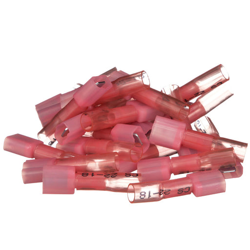 Seachoice Heat Shrink Insulated Disconnect, Marine Grade Heat-Shrinkable Male Disconnect Terminals, Red, Pack of 25, 22-18 Wire Range