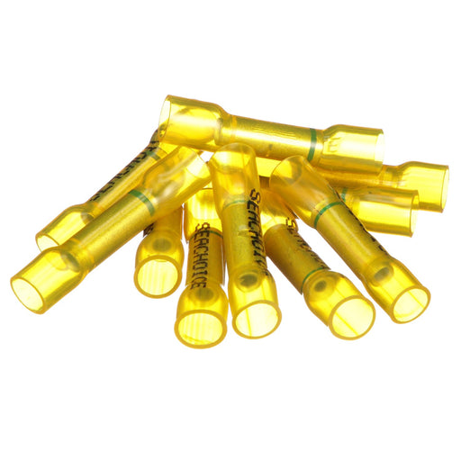 Seachoice Step Down 3-to-1 Heat Shrink Butt Connector, Marine Grade Heat-Shrinkable Butt Splices, Yellow, Pack of 10, 16-14 to 12-10 Wire Range