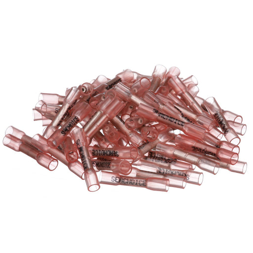 Seachoice 3-to-1 Heat Shrink Butt Connector, Marine Grade Heat-Shrinkable Butt Splices, Red, Pack of 500, 22-18 Wire Range