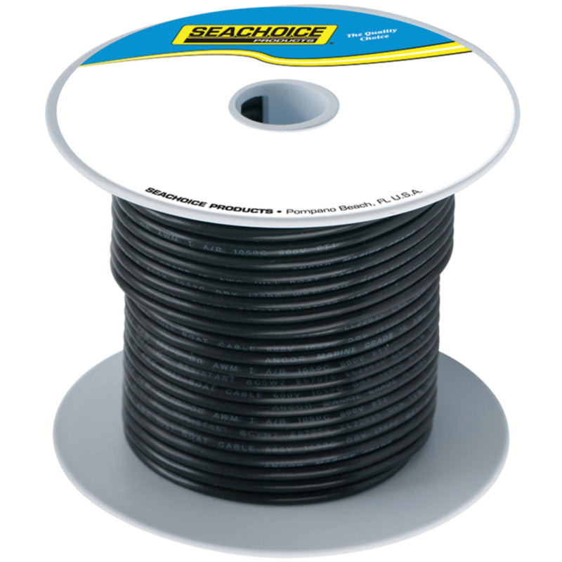 Seachoice 63123 Tinned Copper Marine Wire, 16 AWG, Black, 250'