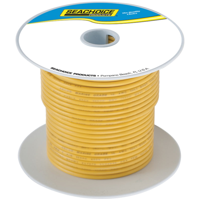 Seachoice 63127 Tinned Copper Marine Wire, 16 AWG, Yellow, 100'