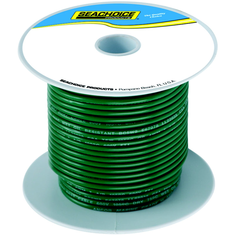 Seachoice 63128 Tinned Copper Marine Wire, 16 AWG, Green, 100'