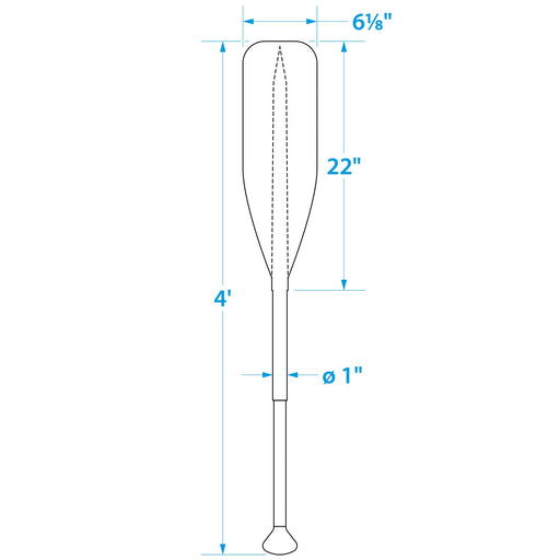 Seachoice 4 Ft. Synthetic Paddle w/ Aluminum Shaft, 1 In. Diameter Shaft, Palm Grip, 22 In. X 6-1/8 In. Blade, Black