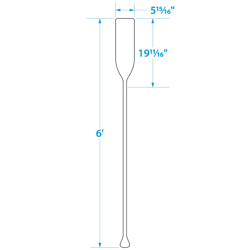 Seachoice 71148 6 Ft. Wood Paddle, New Zealand Pine Construction, 19-11/16 In. X 5-7/8 In. Blade, Wide Top Hand Grip, Clear Finish