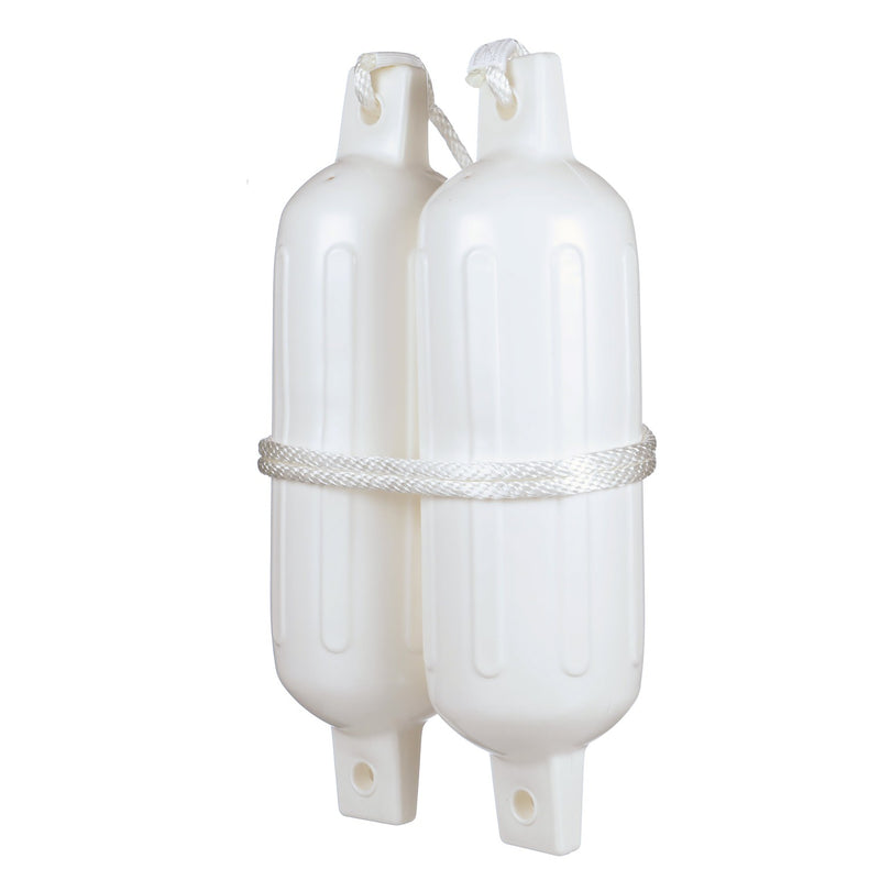 Seachoice Twin Eye Ribbed Fender Kit, Includes a Pair of MFP Fender Lines, White, 5-1/2 In. X 20 In.
