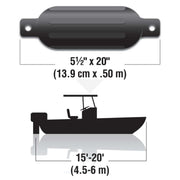 Seachoice Twin Eye Ribbed Fender Kit, Includes a Pair of MFP Fender Lines, Black, 5-1/2 in. X 20 in.