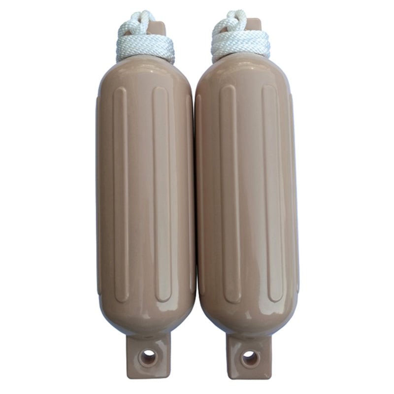 Seachoice 79274 Twin Eye Ribbed Fender Kit (Includes 2 6.5" x 23" Tan Fenders and 2 Matching 3/8 x 5' Fender Lines)