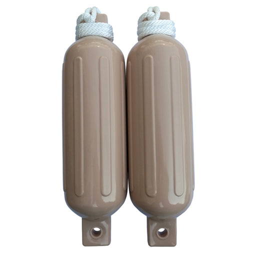 Seachoice 79274 Twin Eye Ribbed Fender Kit (Includes 2 6.5" x 23" Tan Fenders and 2 Matching 3/8 x 5' Fender Lines)