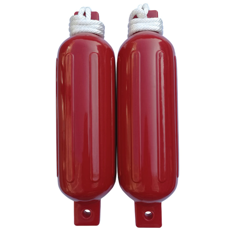 Seachoice 79276 Twin Eye Ribbed Fender Kit (Includes 2 6.5" x 23" Red Fenders and 2 Matching 3/8 x 5' Fender Lines)