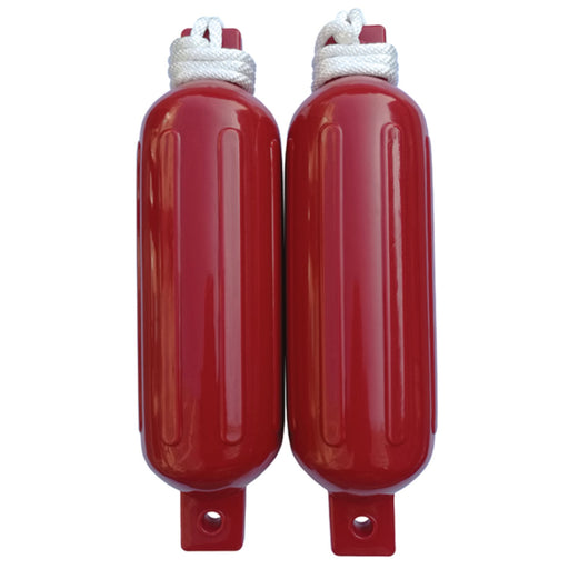 Seachoice 79256 Twin Eye Ribbed Fender Kit (Includes 2 5.5" x 20" Red Fenders and 2 Matching 3/8 x 5' Fender Lines)