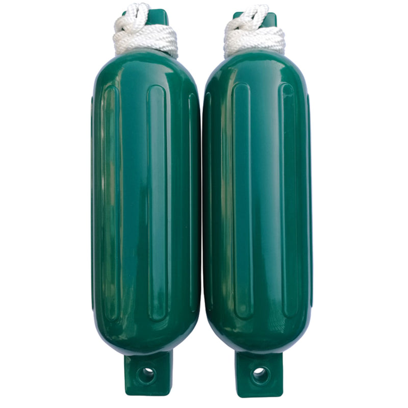Seachoice 79257 Twin Eye Ribbed Fender Kit (Includes 2 5.5" x 20" Green Fenders and 2 Matching 3/8 x 5' Fender Lines)