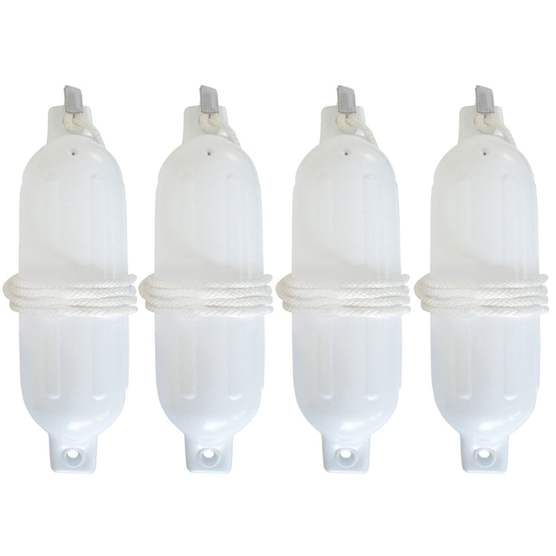 Seachoice 79291 Twin Eye Ribbed Fender Kit (Includes 4ea 4.5" x 16" White Fenders and 4 Matching 1/4 x 5' Fender Lines)