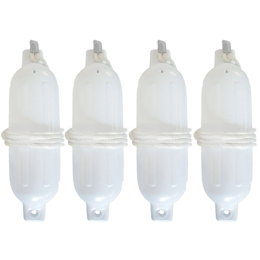 Seachoice 79291 Twin Eye Ribbed Fender Kit (Includes 4ea 4.5" x 16" White Fenders and 4 Matching 1/4 x 5' Fender Lines)