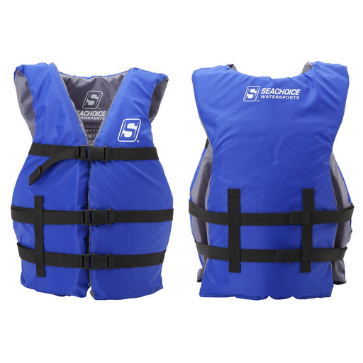 Seachoice General Purpose Life Vest, Adult L, Blue, Fits Chest 30-52 in, USCG/TC Approved