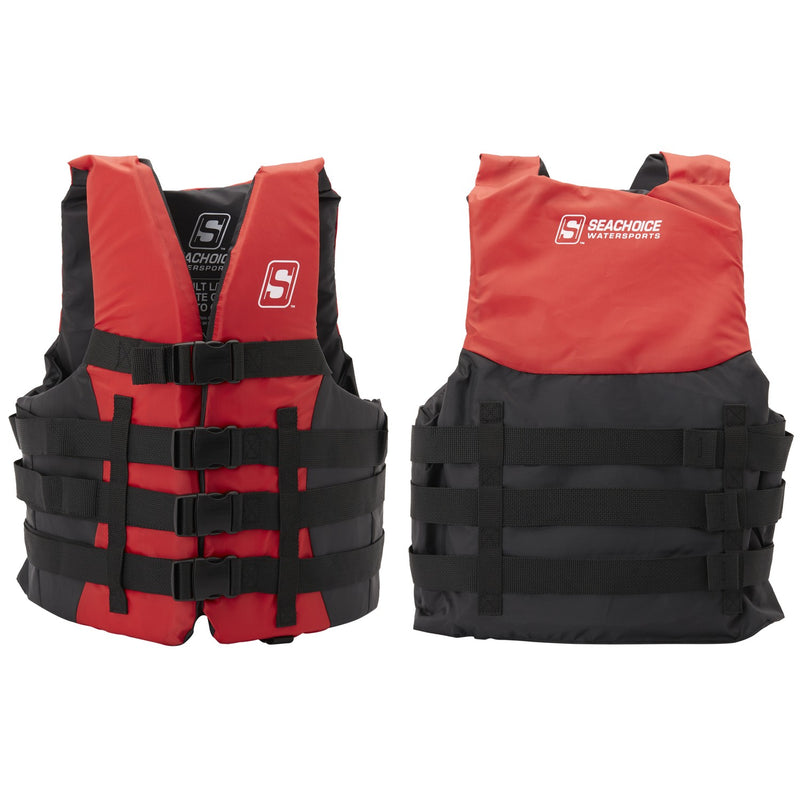Seachoice 85393 Type III Ski Vest, 4 Belt , L/XL , Red - USCG/TC Approved