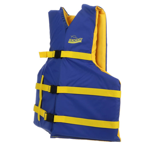 Seachoice Level 70 Life Jacket, Adjustable Boat Vest, Blue/Yellow, XL Adult, Over 90 Lbs.