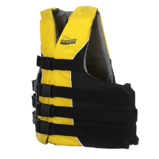 Seachoice 86420 Level 70 Life Jacket, Deluxe Adjustable 4-Belt Ski Vest, Yellow and Black, Size L/XL, 40-52 in. Chest