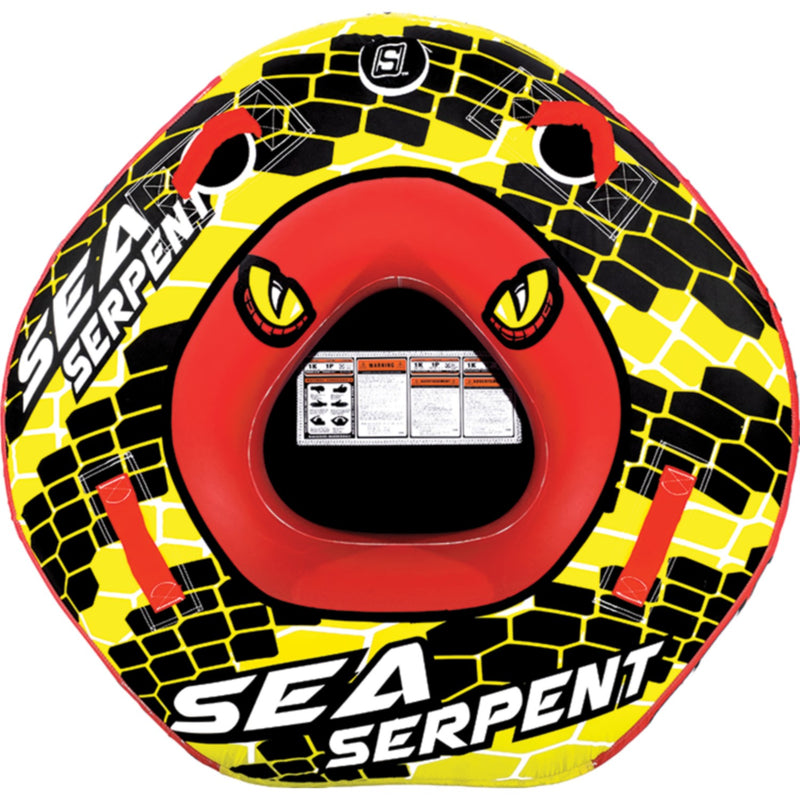 Seachoice 86901 Sea Serpent Towable Tube, Open Top Boat Tube w/ Reinforced Towing System, 1 Person, 50 In. X 48 In.