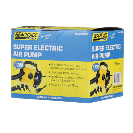 Seachoice 86986 Portable 120V Super Electric Air Pump, w/ 10-Ft. Power Cord, .78 PSI, For Boating and General Inflatables