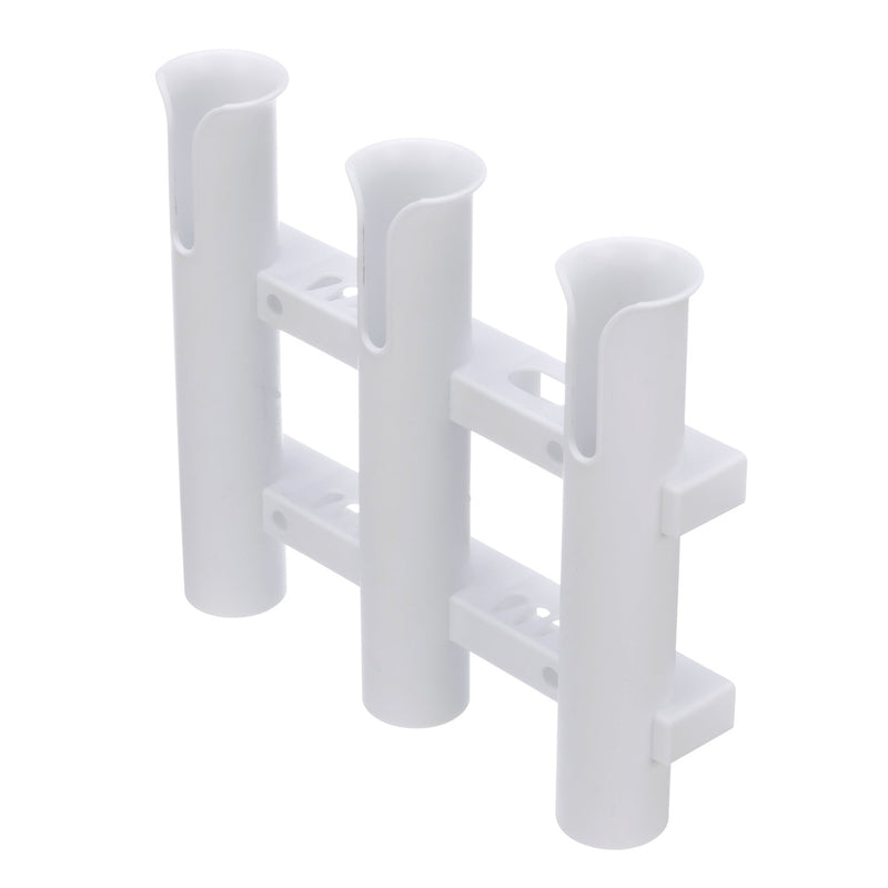 Seachoice Fishing 3-Rod Storage Rack, Holds 3 Fishing Rods With Slots for Knives and Pliers, White