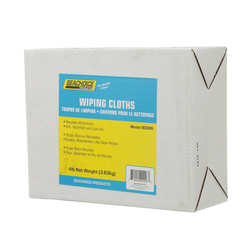 Seachoice Recycled White Knit Wiping Cloths, Low-Lint, 4 Lb. Box