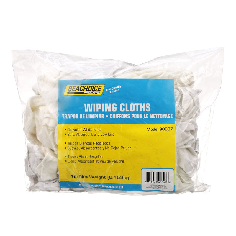 Seachoice Recycled White Knit Wiping Cloths, Low-Lint, 1 Lb. Box