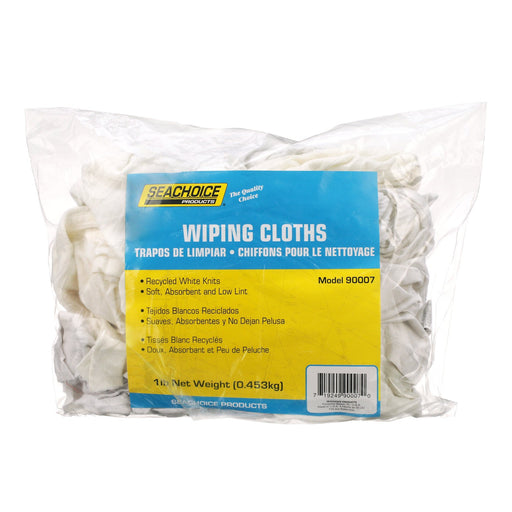Seachoice Recycled White Knit Wiping Cloths, Low-Lint, 1 Lb. Box