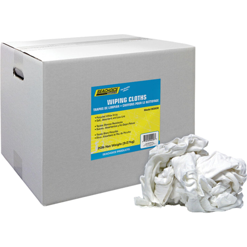 Seachoice 90008 Recycled White Knits Wiping Cloths, 20-lb. Box