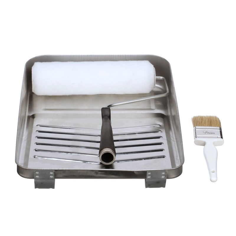 Seachoice 4-Piece Metal Paint Kit, 9 in. Wire Frame, 2 in. Double Wide Chip Brush, 9 in. Roller, Paint Tray