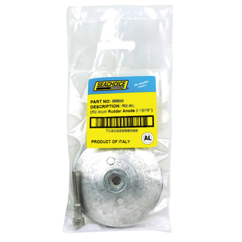 Seachoice 95607 Rudder & Trim Tab Anode w/Allen Screw, Aluminum, Model R3, Size 3-3/4" dia. x 1/2"