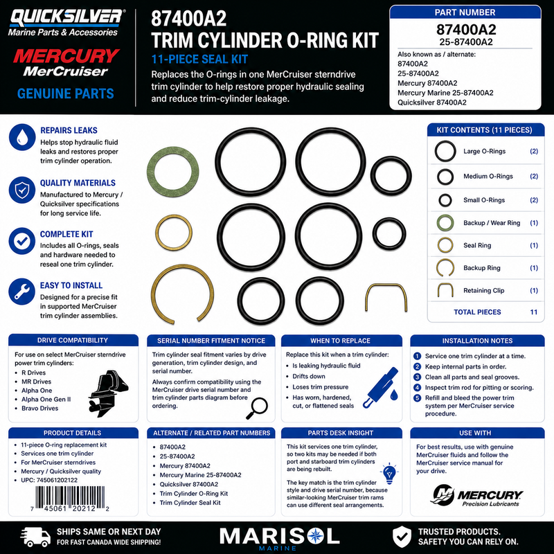 Mercury MerCruiser Trim Cylinder O-Ring Kit 87400A2
