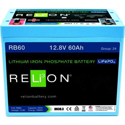 RELiON RB60 LiFePO4 Lithium Iron Phosphate 12V Battery, Group 24