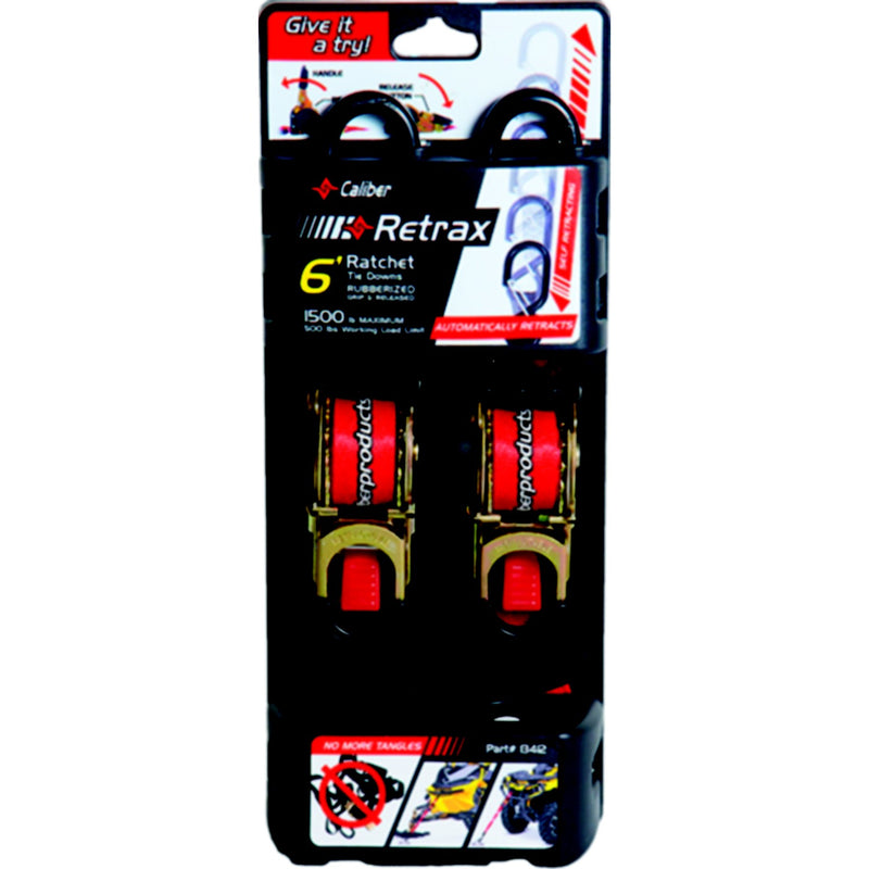 Caliber 13412 Auto Retractable Strap, 1" x 6", 1 pr.