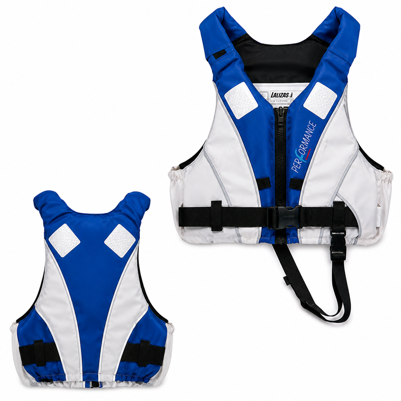 LALIZAS Performance Buoyancy Aid 50N with Crotch Strap ISO Adult >198lbs (90kg) - Blue/White