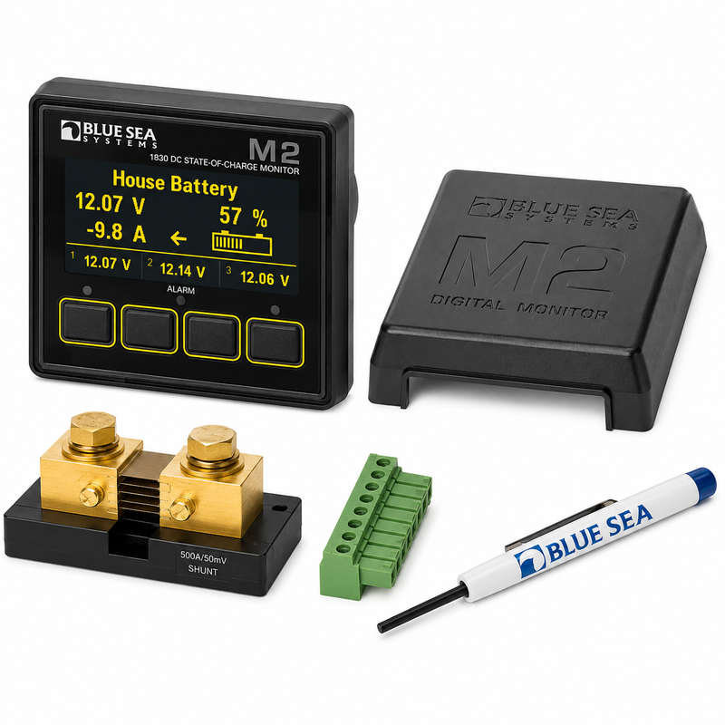 Blue Sea Systems M2 OLED AC Multimeter | Panel-Mount Shore Power Monitor
