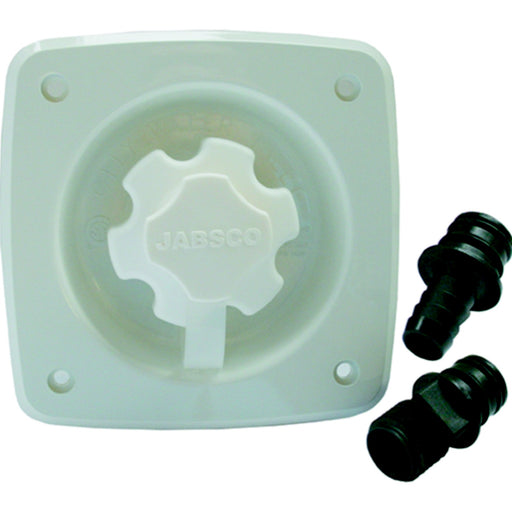 Jabsco 44412-1045 White 90° Port Flush 45 PSI Water Pressure Regulator