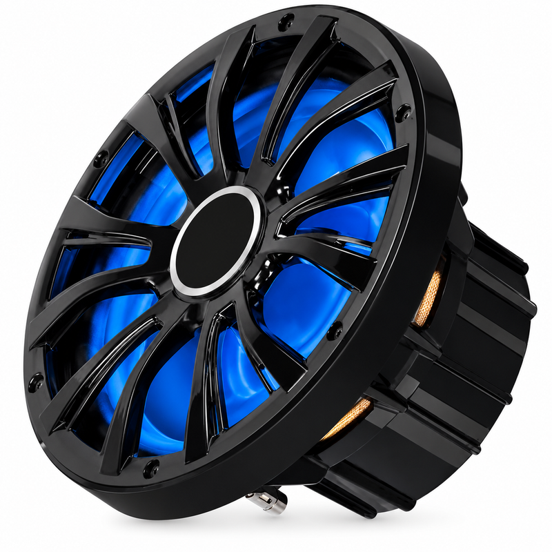 Seachoice 10" 800 Watt Black Subwoofer with LED Illumination, Marine Grade Subwoofer