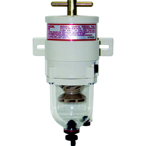 Racor 60 GPH Turbine Fuel Filter/Water Separator w/Clear Bowl, 2 Micron