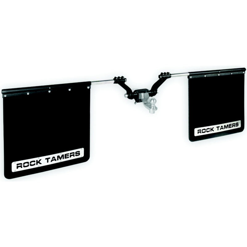 Rock Tamers 00108 Matte Black Adjustable 24" x 24" Rubber Mudflap System & Stainless Steel Trim Plates for 2" Receiver