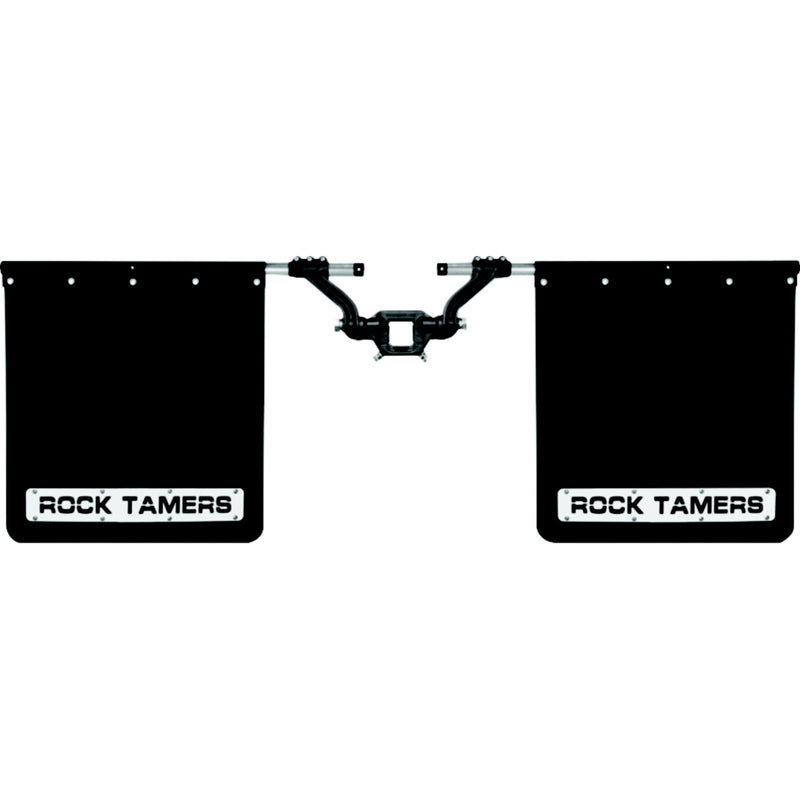 Rock Tamers 00110 Matte Black Adjustable 24" x 24" Rubber Mudflap System & Stainless Steel Trim Plates for 2-1/2" Receiver