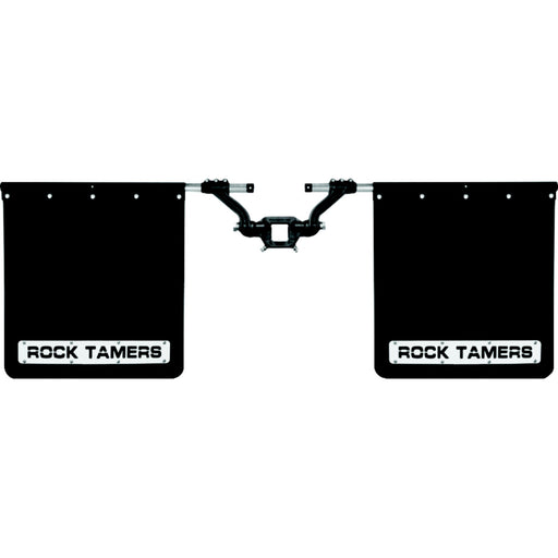 Rock Tamers 00110 Matte Black Adjustable 24" x 24" Rubber Mudflap System & Stainless Steel Trim Plates for 2-1/2" Receiver