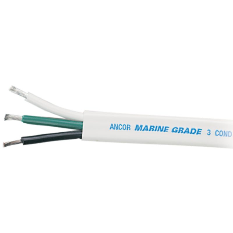 Ancor 130705 Marine Grade™ Tinned Triplex Cable, Black/Green/White Conductors, 6/3 AWG, 50', White Jacket