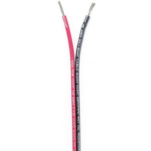 Ancor 153110 Marine Grade™ Tinned Copper White Flat Signal Cable, 16/2 AWG, 100', Black/Red