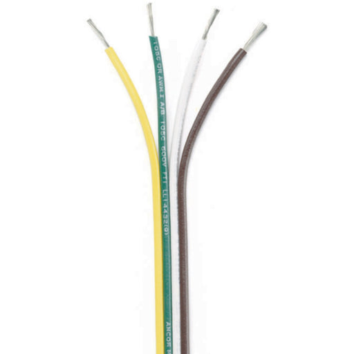 Ancor 154510 Marine Grade™ Tinned Copper White Flat Signal Cable, 16/4 AWG, 100', Brown/Green/White/Yellow