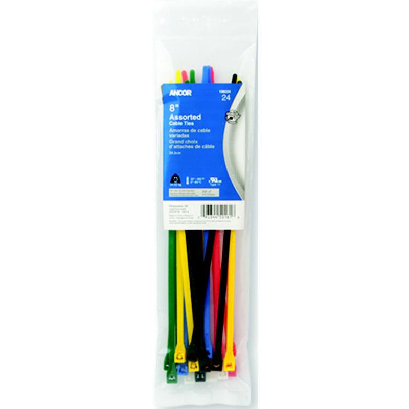 Cable Tie 8" Assorted 24Pc