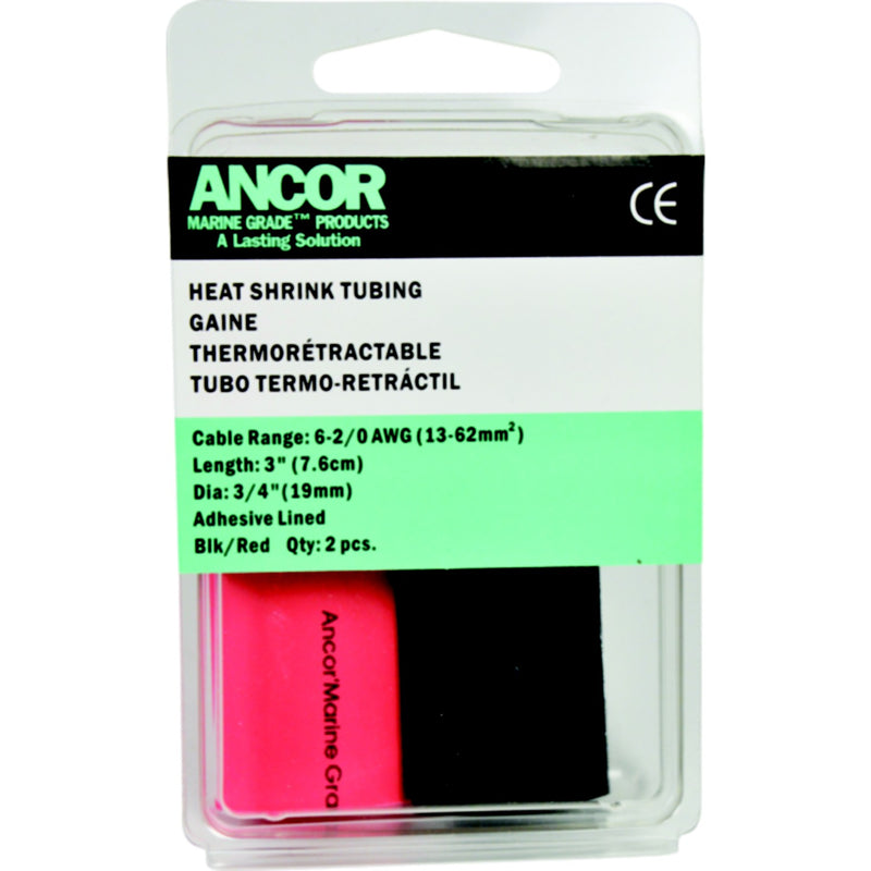 Ancor 306602 Marine Grade™ Adhesive Lined Heat Shrink Tubing, 3/4" x 3" , Black/Red, 1/1/Pk