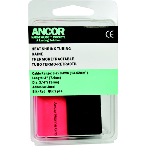 Ancor 306602 Marine Grade™ Adhesive Lined Heat Shrink Tubing, 3/4" x 3" , Black/Red, 1/1/Pk